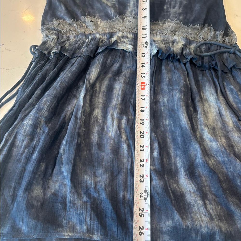 Topshop Tie-Dye Mini Dress Size 4 NWT | Boho Lace Ruffle Adjustable Straps - Picture 7 of 8